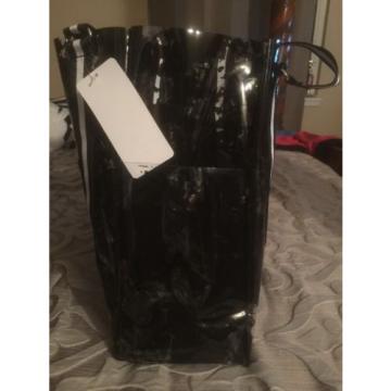 Guess PVC Black Beach Bag Tote Oversized Plastic Purse.