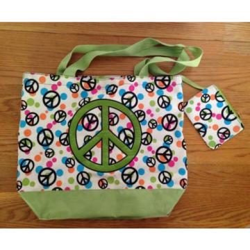 PEACE Sign Bag Tote Carry Multi Color Shoulder Beach Travel Retro Hipster Hippie