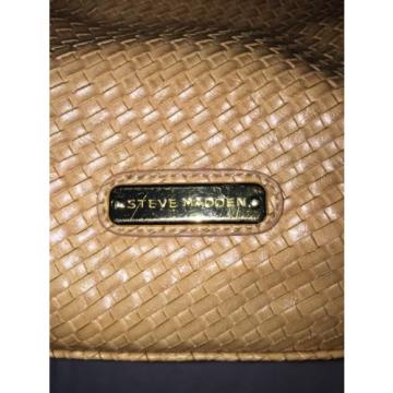 Steve Madden Tan Weave Motif Extra Large Tote Beach Over Night Shoulder Bag. EUC