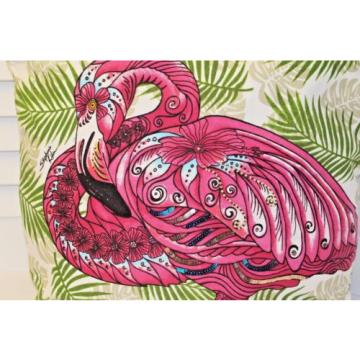 Paul Brent Artist Beach Bag Large Tote beach scene  Pink Flamingo NWT