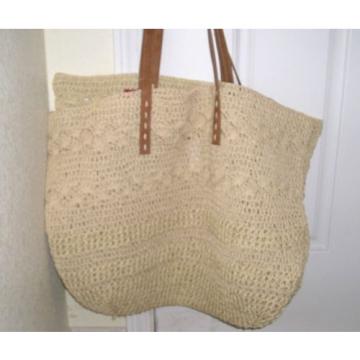 2 Large Merona Beach Shoulder Bags / Totes - Crocheted Paper - Tan