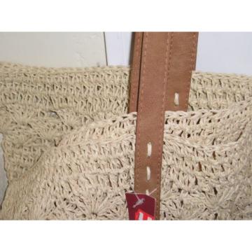 2 Large Merona Beach Shoulder Bags / Totes - Crocheted Paper - Tan