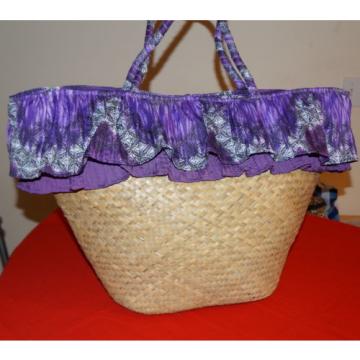 Sun N Sand Straw Bag Oversized Beach Bag Ruffle Hem $25.- NWT Free/Ship