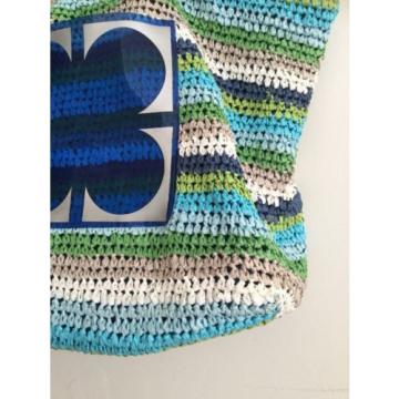 Liz Claiborne Beach Bag Raffia Straw Blue Green Multicolor Big Size