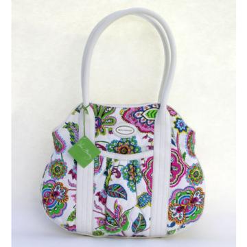 Vera Bradley Purse Bag Pretty Tote Palm Beach Gardens White Pink Green NWT