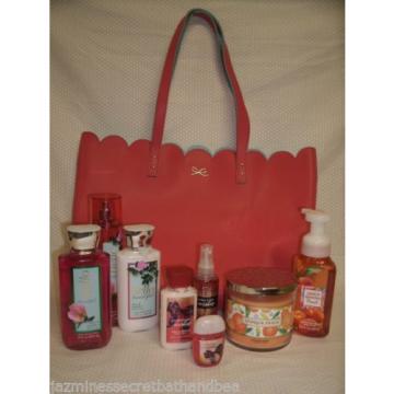 Bath &amp; Body Works Main Street Garden Tote Bag Pink/Aqua Beach  w 8 New Full Item