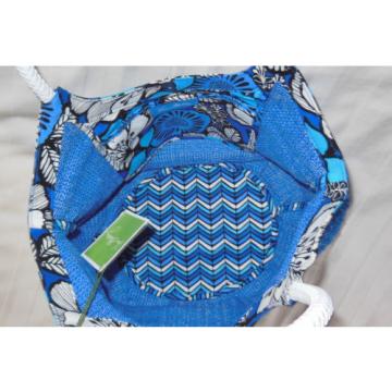 NWT Vera Bradley STRAW BUCKET TOTE in BLUE BAYOU beach shopper bag 13618-159