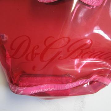 DOLCE &amp; GABBANA D&amp;G PINK PLASTIC LOGO BEACH TOTE  BAG W/ COTTON LOGO POUCH CUTE!