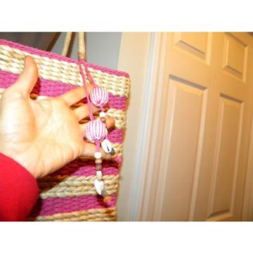 Pretty! Hot Pink/Raspberry Natural Straw Summerbag Shopper/Tote/Beachbag/Travel.