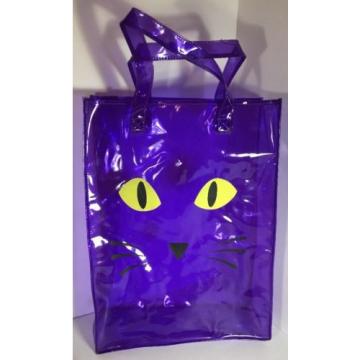 Purple Vinyl Cat Eyes Tote Bag Plastic Kitten Kitty Large Beach Shopper Unique