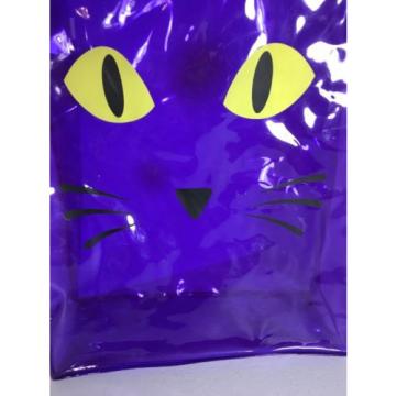 Purple Vinyl Cat Eyes Tote Bag Plastic Kitten Kitty Large Beach Shopper Unique