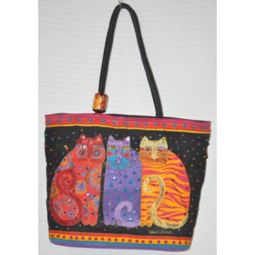 LAUREL BURCH Kitty CATS Black RED Gold CANVAS Tote BAG Beach Sun &amp; SAND Used