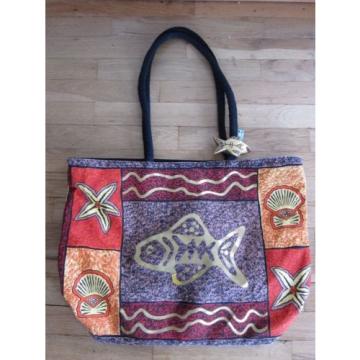 Vintage Sun &#039;n&#039; Sand Large Shell Fish Tote Beach Shoulder Bag