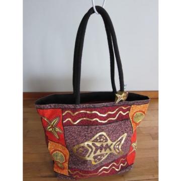 Vintage Sun &#039;n&#039; Sand Large Shell Fish Tote Beach Shoulder Bag