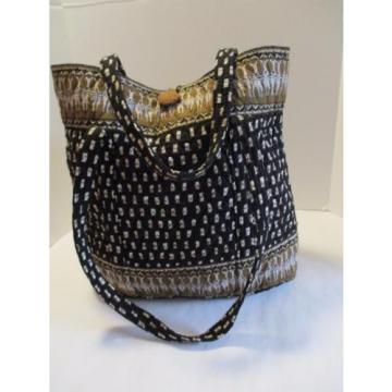 Vera Bradley Black &amp; Brown Zebra Quitled TOTE Beach/Travel Bag 15&#034; x 14&#034; Pockets