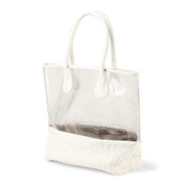 Deux Lux  Handbag Mykonos Clear Tote/Beach Bag in White or Coral-NWT-RP: $145