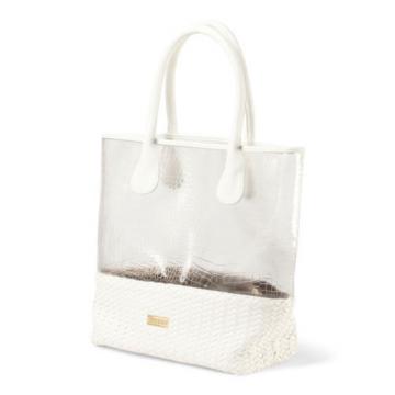 Deux Lux  Handbag Mykonos Clear Tote/Beach Bag in White or Coral-NWT-RP: $145