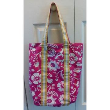 NWT American Eagle Outfitters Pink Yellow floral Canvas Tote Beach Book Bag New