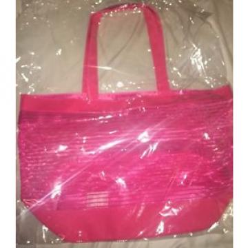 Nordstrom Hot Pink Sheer Striped Organza Large Tote Bag Shopper Beach Travel