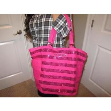 Victoria&#039;s Secret Pink Sequin Bling Stripe Tote Beach School Gym Travel bag