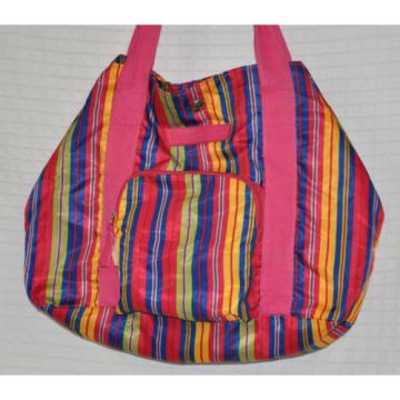 TOMMY Hilfiger STRIPED Lightweight BEACH Tote GYM Bag SNAPS Pink RED Blue GREEN