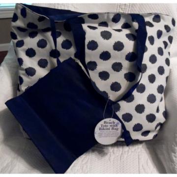 NWT Tri-Coastal Design Beach Tote w/Bikini Bag DIY Dots Beach Bag