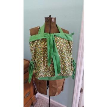 Green floral tote book shoulder beach bag