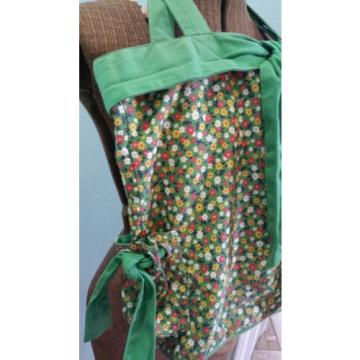 Green floral tote book shoulder beach bag