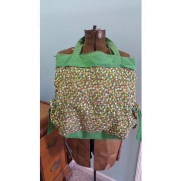 Green floral tote book shoulder beach bag