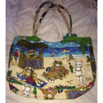 Nicole Rubel Tabby Cats At The Beach OVERSIZED Tote Travel Beach Bag By Cappelli