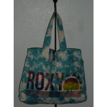 Roxy Canvas ExLarge Beach Bookbag Blue Shoulder Bag Tote 20&#034; L 16&#034; H 5 Depth