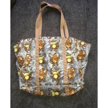 Fun Monkey Pattern Shoulder Clear Plastic Tote Beach Bag by ORE