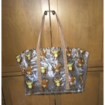 Fun Monkey Pattern Shoulder Clear Plastic Tote Beach Bag by ORE