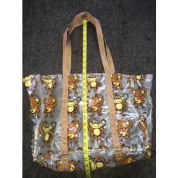 Fun Monkey Pattern Shoulder Clear Plastic Tote Beach Bag by ORE