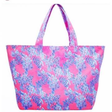 NWT LILLY PULITZER CAPRI PINK SAMBA  LARGE BEACH TOTE BAG PURSE