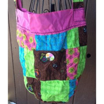 Hippie Handmade Shoulder Beach Bag Tote Boho Chic Patchwork   kids owls pink