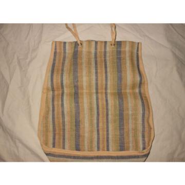 J CREW Stripe Woven Jute Tote Handbag Pocketbook Bag Beach Bag