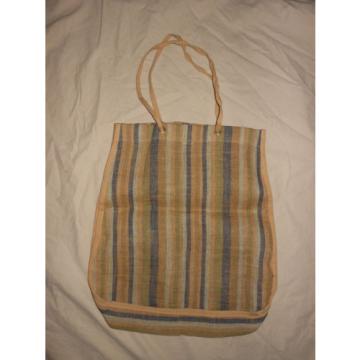 J CREW Stripe Woven Jute Tote Handbag Pocketbook Bag Beach Bag