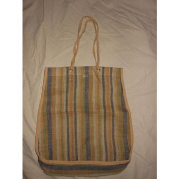 J CREW Stripe Woven Jute Tote Handbag Pocketbook Bag Beach Bag