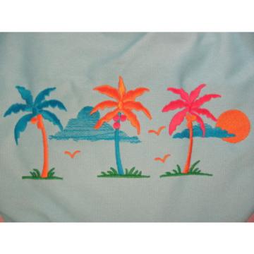 NWT Stowaway Pretty Blue Zippered Beach Purse Bag Tote Tropical Palm Sun SH252