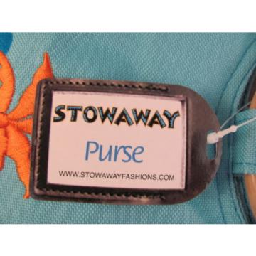 NWT Stowaway Pretty Blue Zippered Beach Purse Bag Tote Tropical Palm Sun SH252