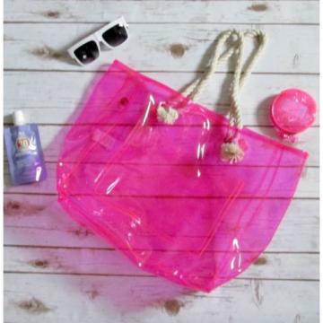 Pink Jelly Beach Tote Large Tote Bag Jelly Change Purse Sunglasses  Lot of 3