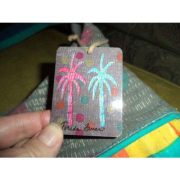 Farida Zamar Large Multi-Colored Palm Tree Shoulder Purse Beach Bag Vacation