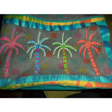 Farida Zamar Large Multi-Colored Palm Tree Shoulder Purse Beach Bag Vacation