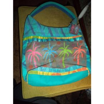 Farida Zamar Large Multi-Colored Palm Tree Shoulder Purse Beach Bag Vacation