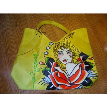 Ed Hardy Veronica Yellow Tote Bag Shopper Beach Bag