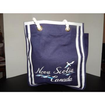 Vintage Nova Scotia Canada Tourist Shopper Tote Beach Bag Blue Souvenir Travel