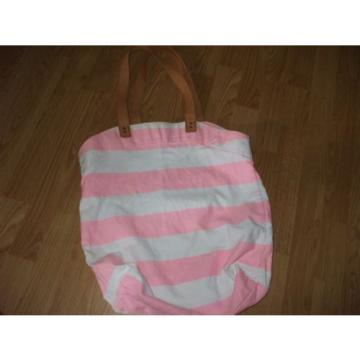 Victorias Secret pink yellow white stripe beach shopping book shoulder bag tote