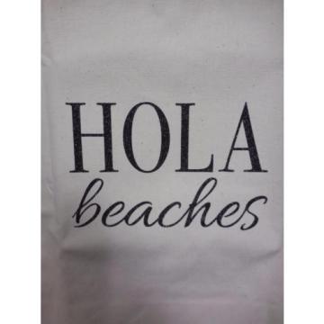 New &#034;HOLA BEACHES&#034; glitter letters canvas BEACH BAG