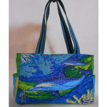 GUY HARVEY Beach Bag or Purse DOLPHINS Tropical CANVAS PURSE by SUN &#039;n SANDS